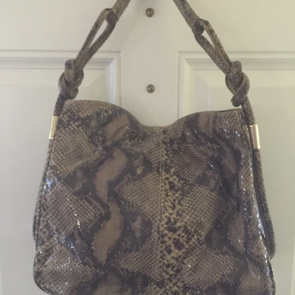 Anne Klein Soft Python Embossed Leather Slouchy Hobo Bag/$250 RETAIL/NEVER USED!
